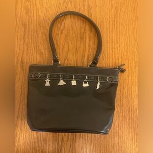Women’s Black Purse with Silver Hanging Charms.